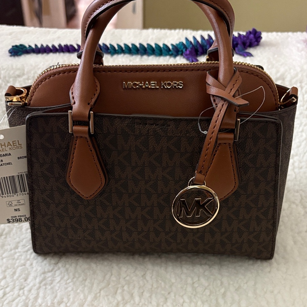 Michael Kors Dark Brown and Tan Satchel